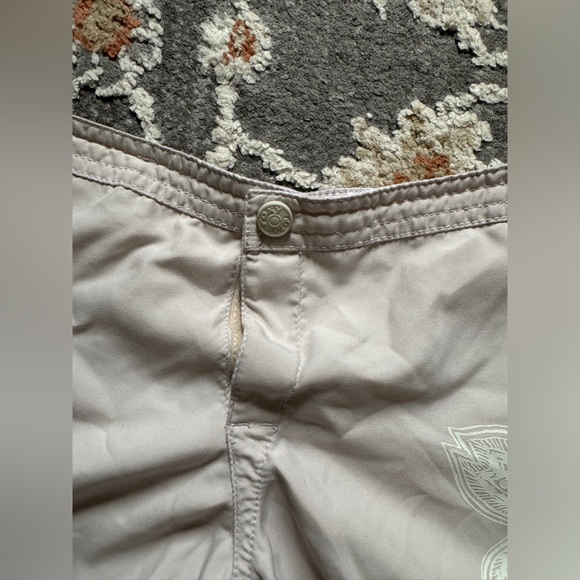 ROXY Beige Reversible Floral Hawaiian Y2K Swim Shorts Size 7 - Picture 4 of 12